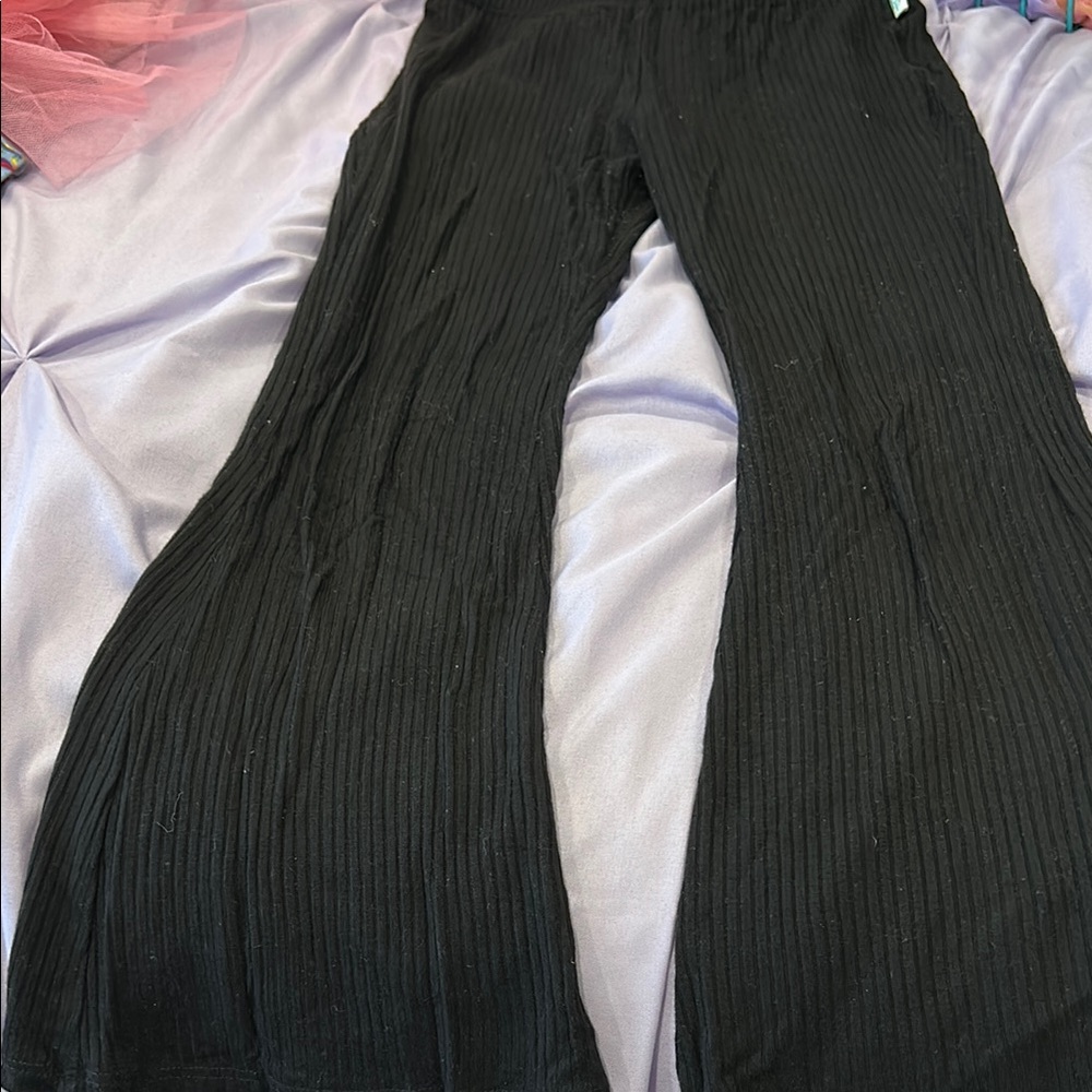 Posh Peanut Black Casual Ribbed Bottoms
